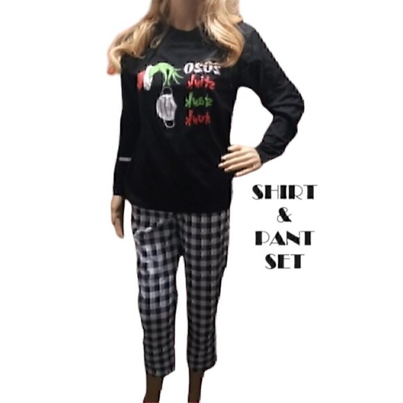 NWT - STINK STANK STUNK Graphic COVID T-Shirt w/capri Pants SET (M, L or XL) - Picture 1 of 10